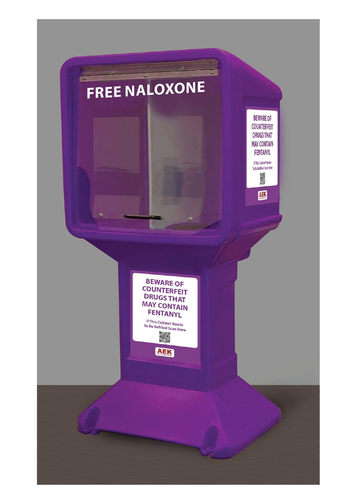 Newspaper Stand Style Free Standing Naloxone Distribution Box