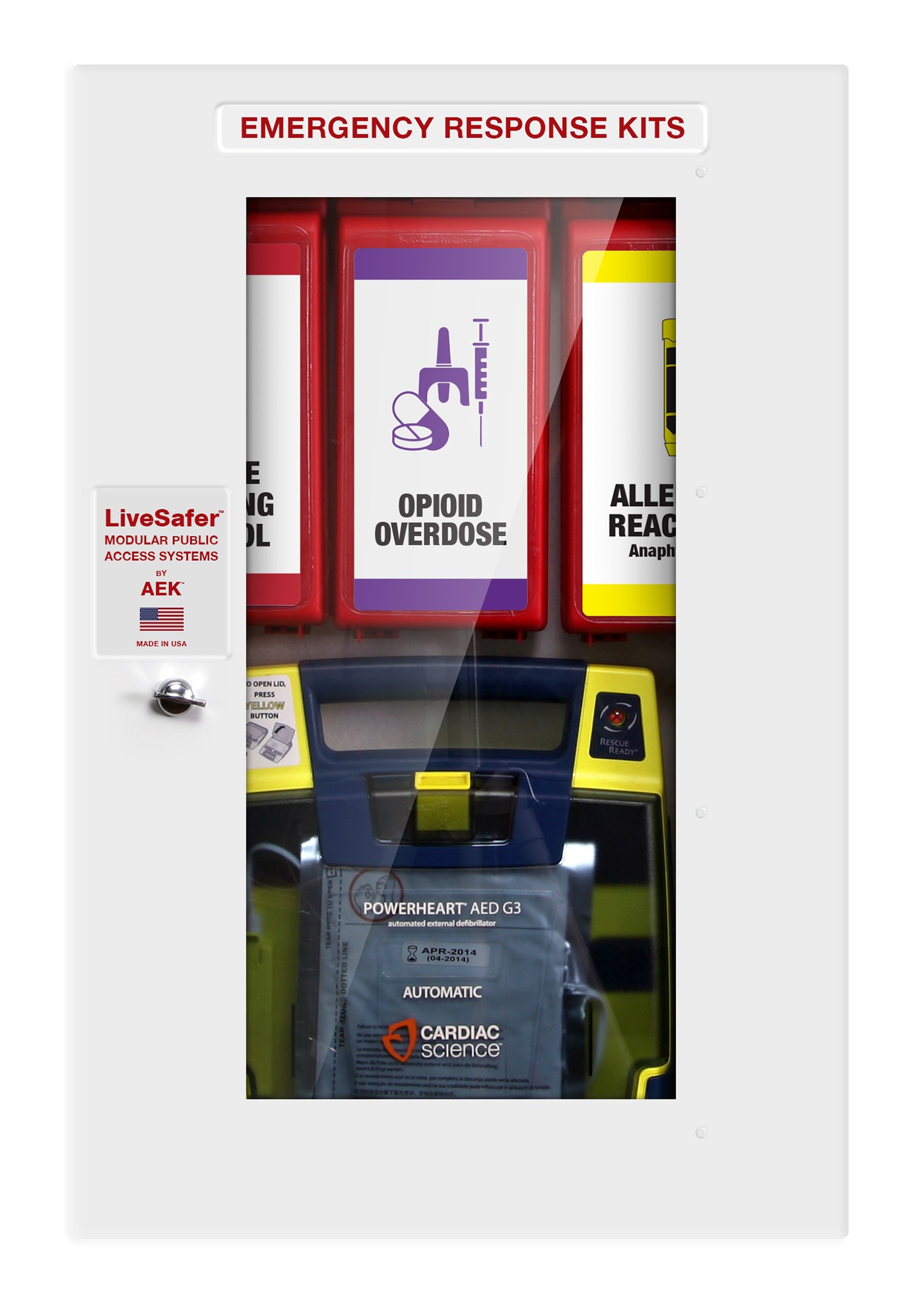 The LiveSafer + AED Storage - Modular Public Access First Aid System (4 Inner Cases + AED)
