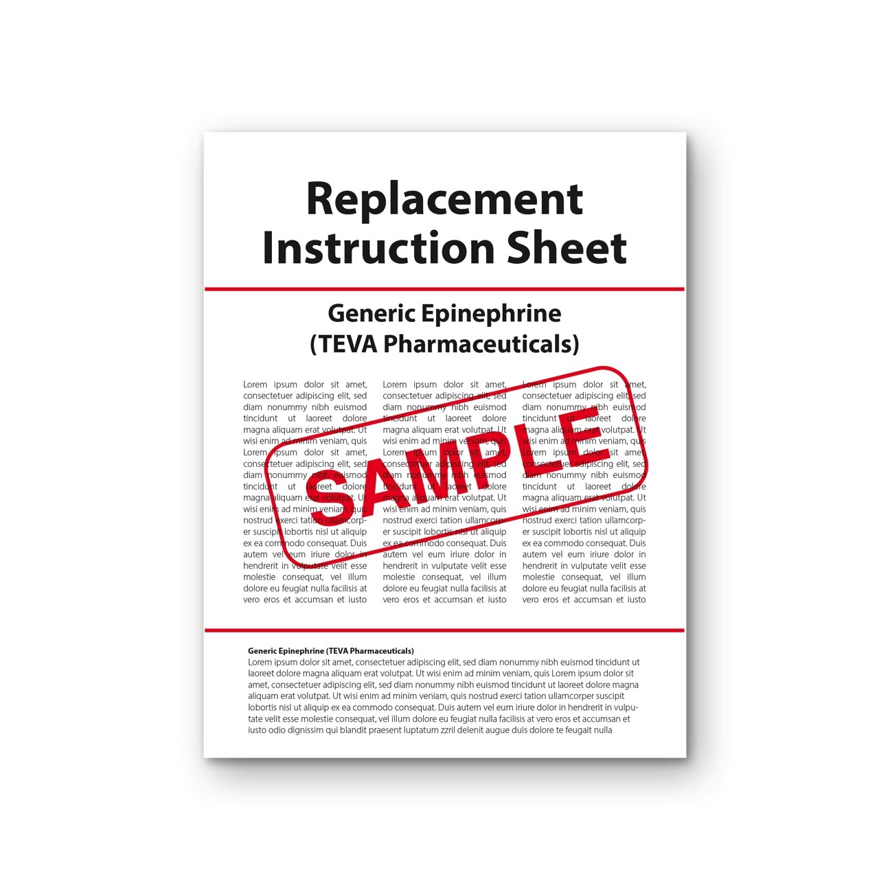 Replacement Instruction Sheet – Generic Epinephrine (TEVA Pharmaceuticals)