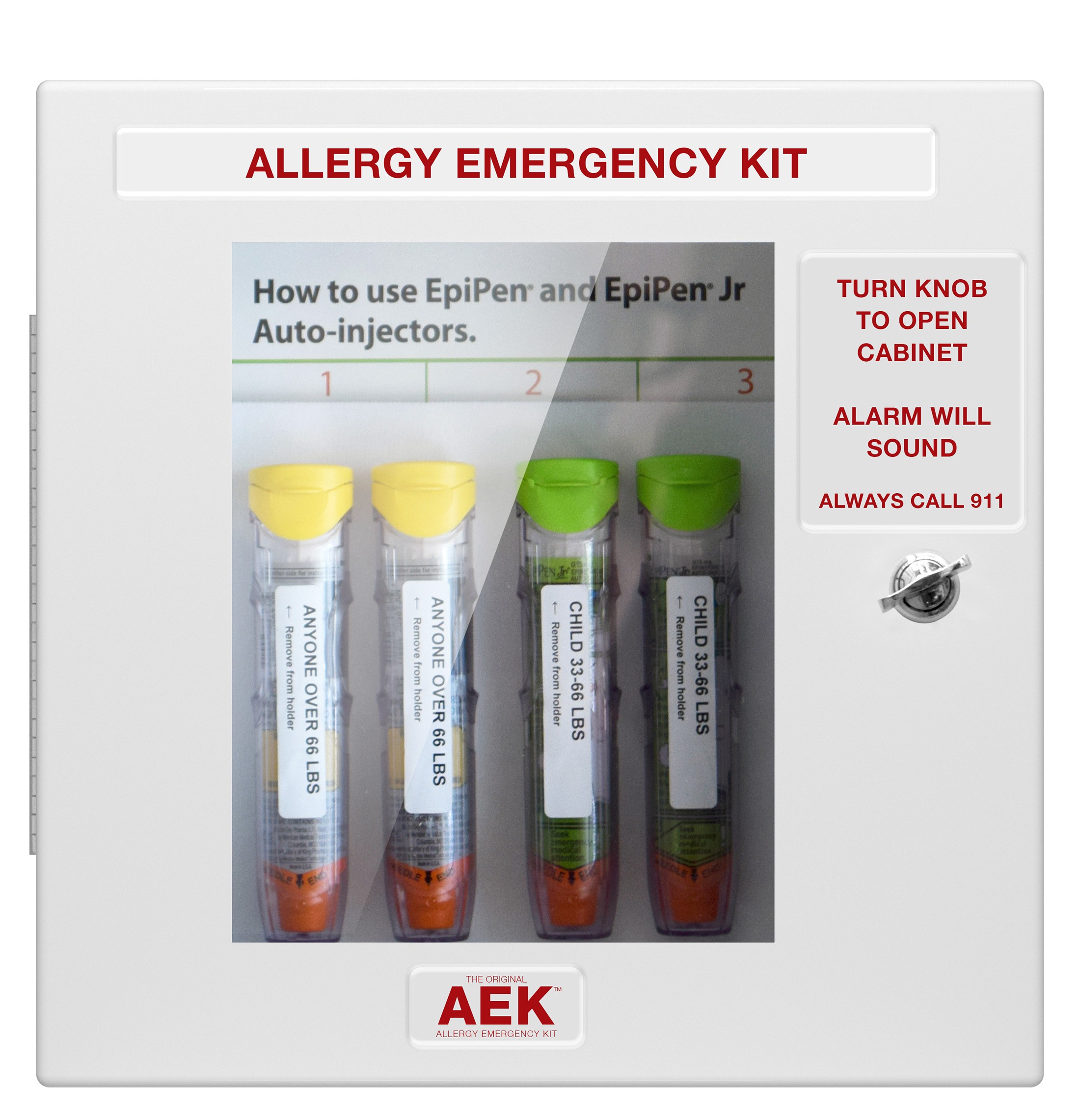 The Original Allergy Emergency Kit&trade; Non-Locking Emergency kit Cabinet WITH DOOR ALARM